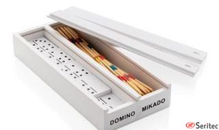 Juego Mikado-Domino en caja de madera personalizado